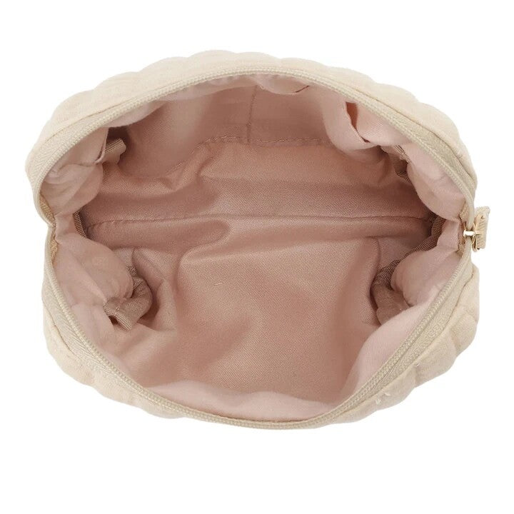 Cosmetic Pouch - Embroidered Paw Print Soft Cotton  - Fuku Fuku Nyanko