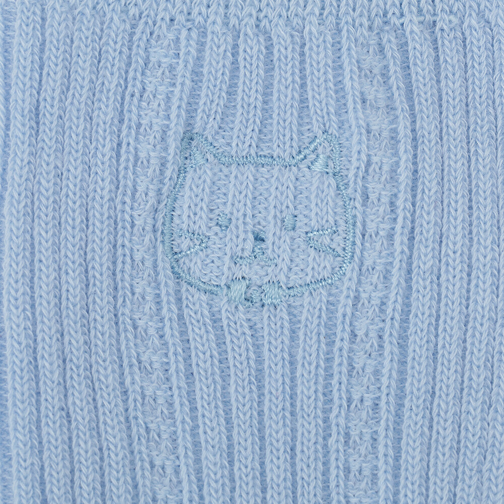 Crew Socks - Embroidered Cat and Frilly Design - Fuku Fuku Nyanko