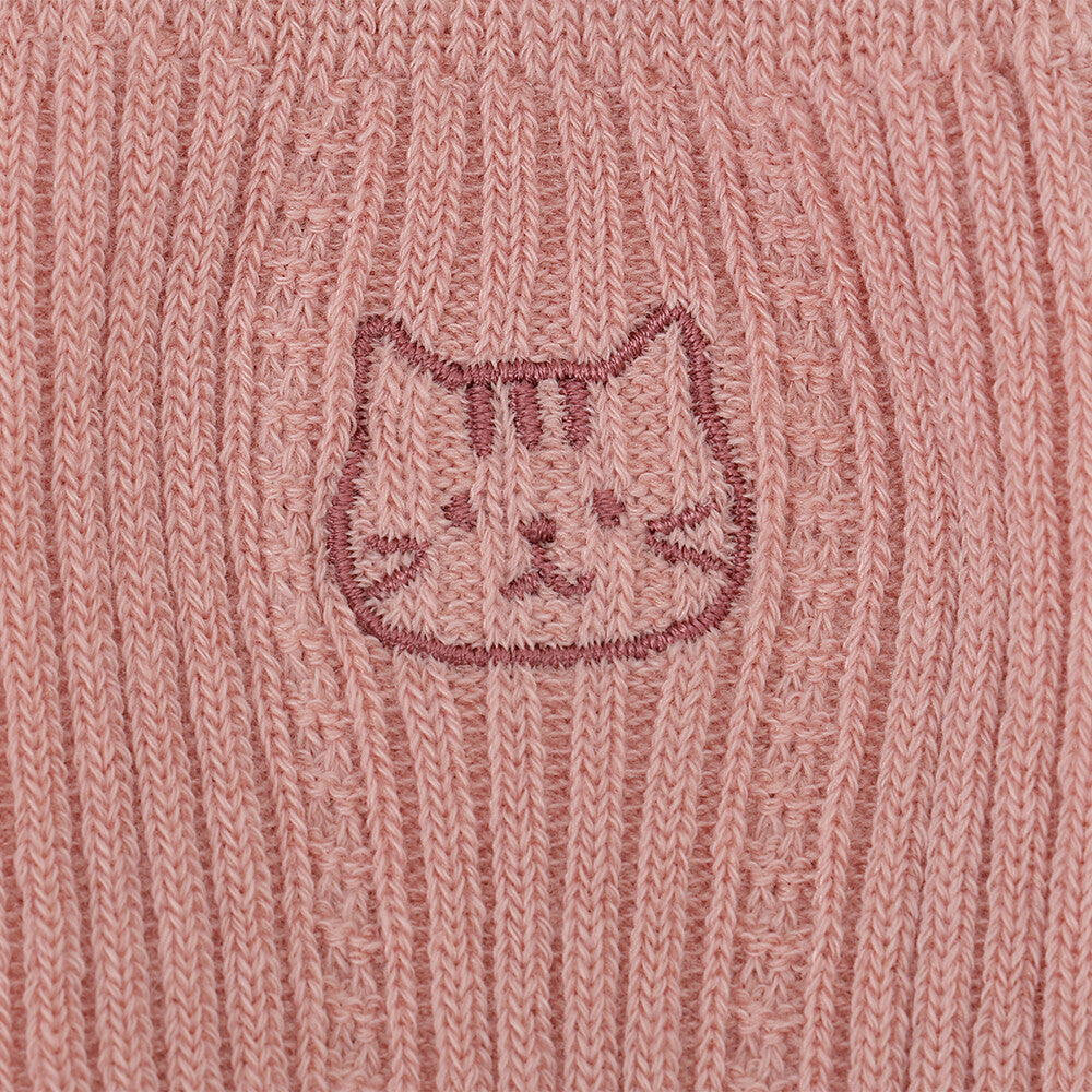 Crew Socks - Embroidered Cat and Frilly Design - Fuku Fuku Nyanko