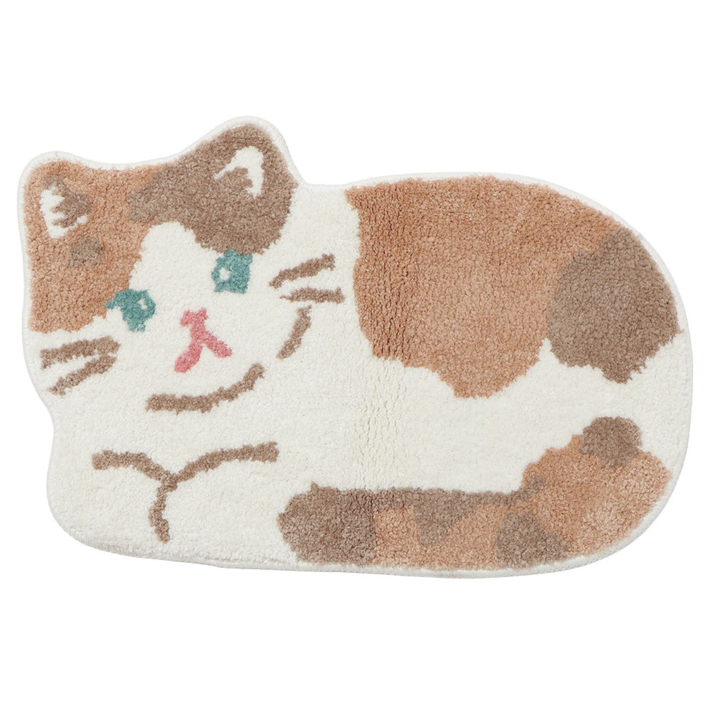Tortoiseshell Cat - Small Soft Rug / Doormat  - Fuku Fuku Nyanko