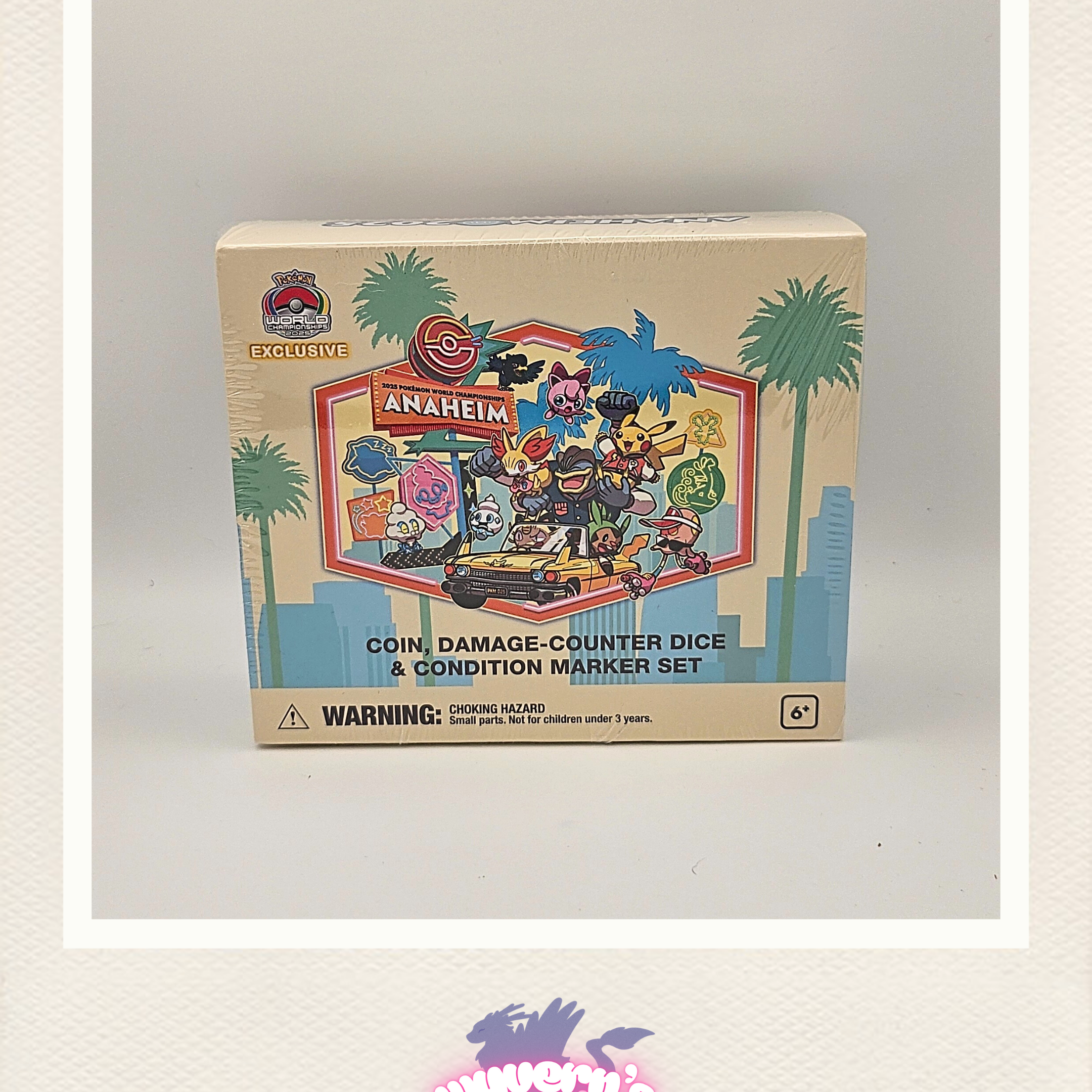 Box with cartoon characters and text on a light gray background