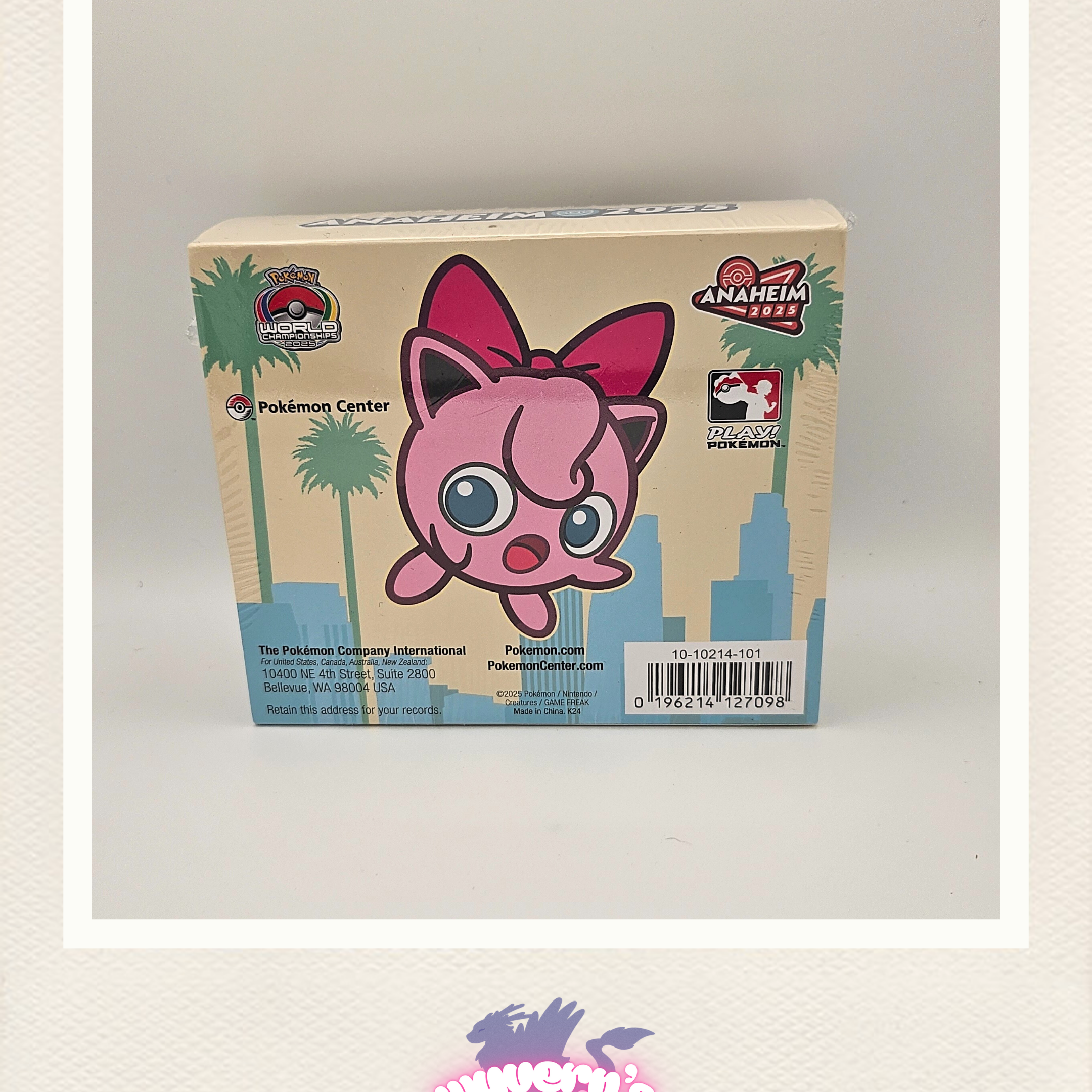 Pokémon Center packaging with a cartoon character on a beige background