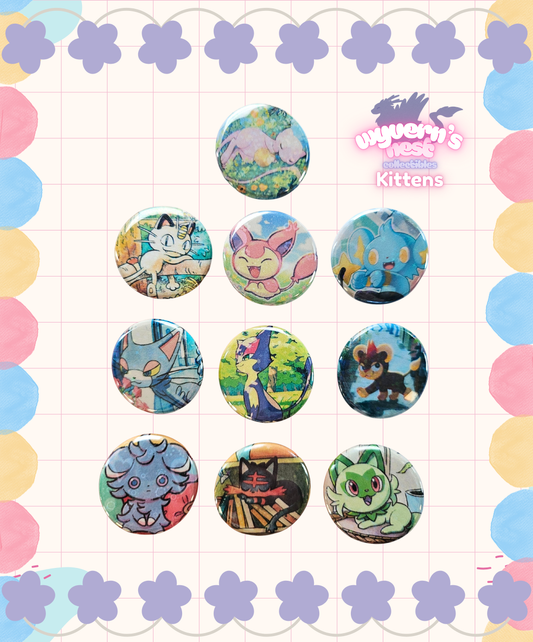 Button Pins - Kitten Card Collection