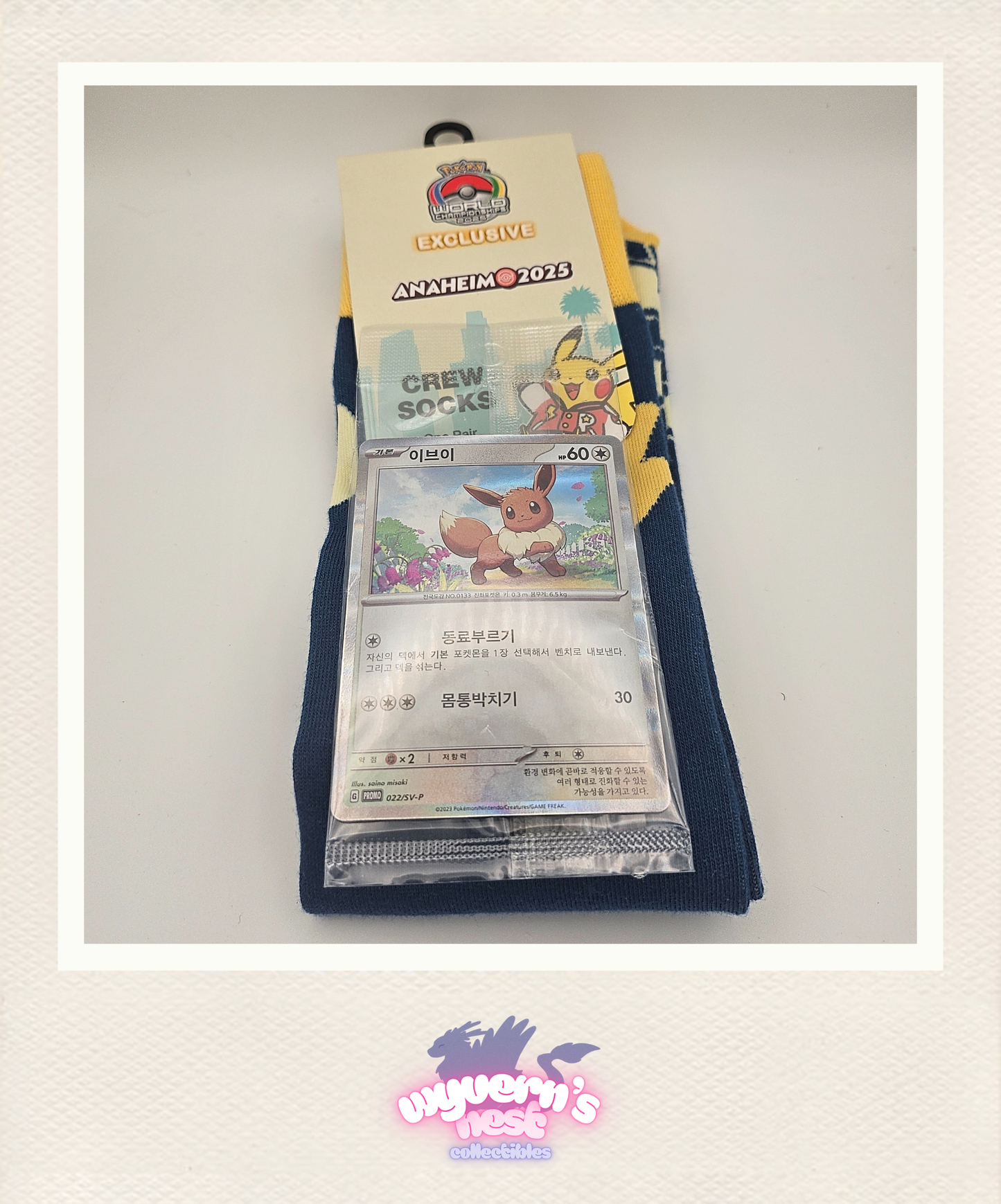 Pokemon Anaheim Worlds 2025 Exclusive Crew Socks and Korean Eevee Promo - Bundle