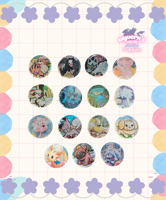 Button Pins - Puppy Card Collection