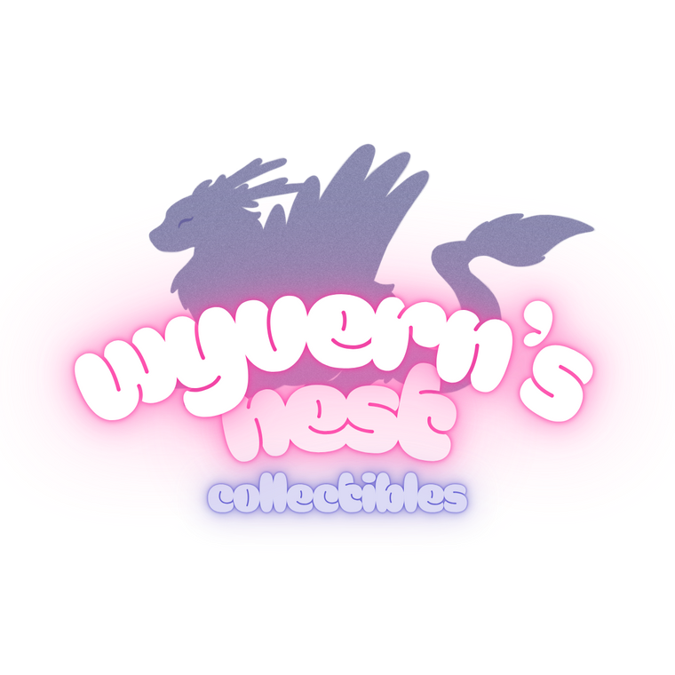 Logo of 'Wyvern's Nest Collectibles' with a dragon silhouette on a gradient background.