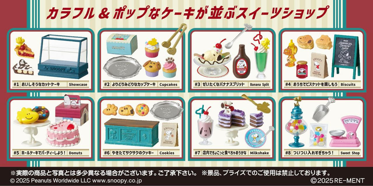 Illustrated toy set of a candy and pop shop with various items and a colorful border.