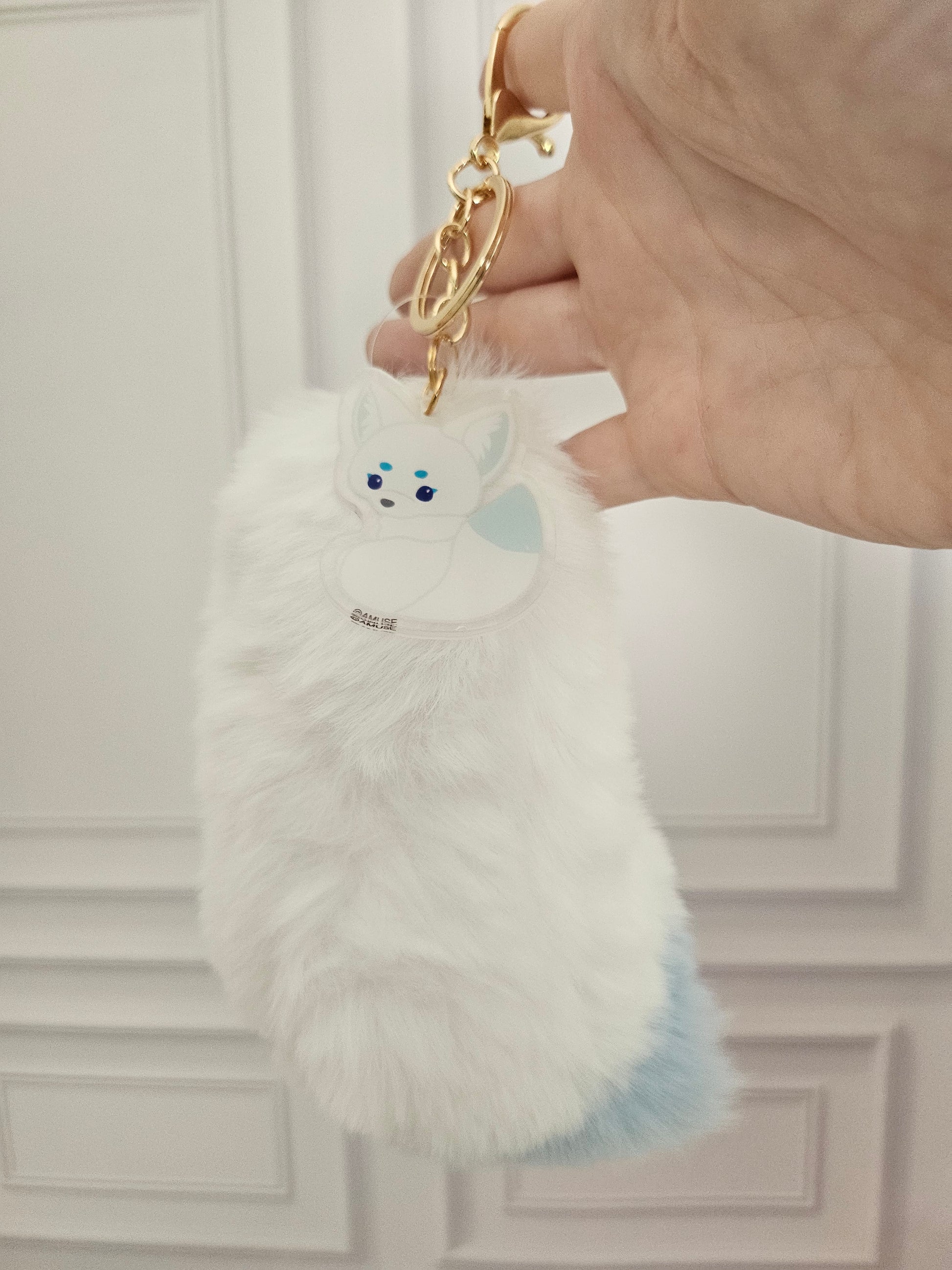 Lucky Kitsune / Fox Tail - Acrylic and Plush Keychain