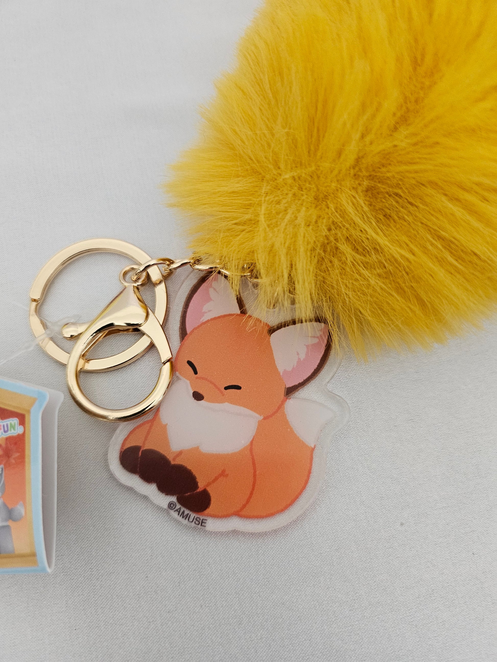 Lucky Kitsune / Fox Tail - Acrylic and Plush Keychain