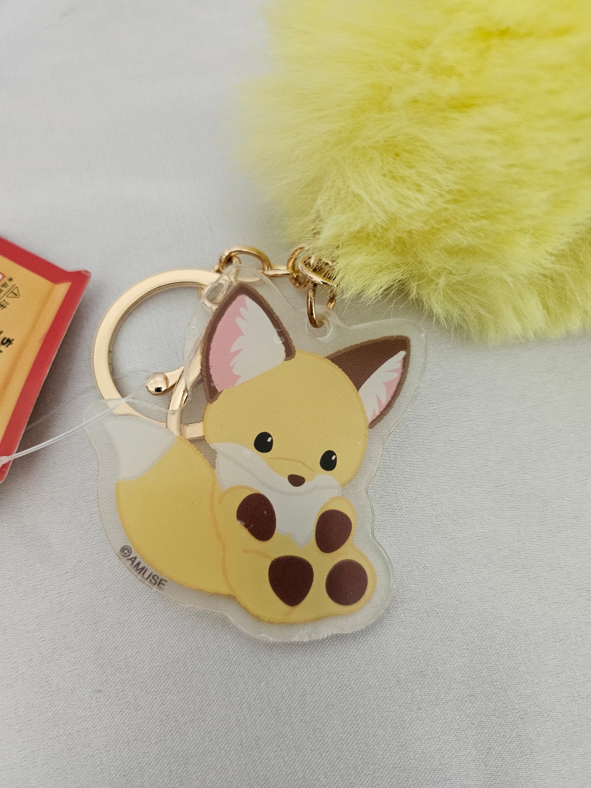 Lucky Kitsune / Fox Tail - Acrylic and Plush Keychain