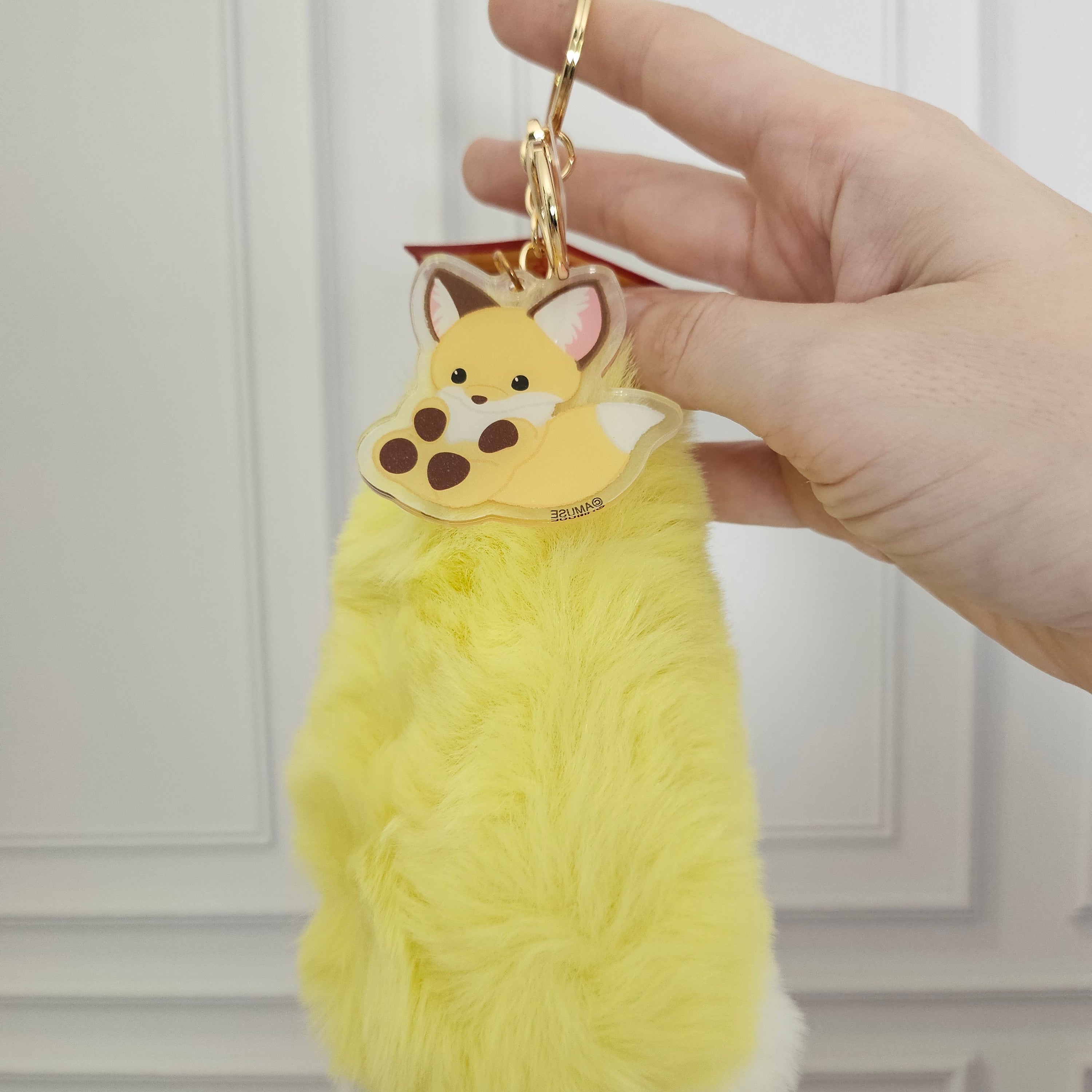 Lucky Kitsune / Fox Tail - Acrylic and Plush Keychain