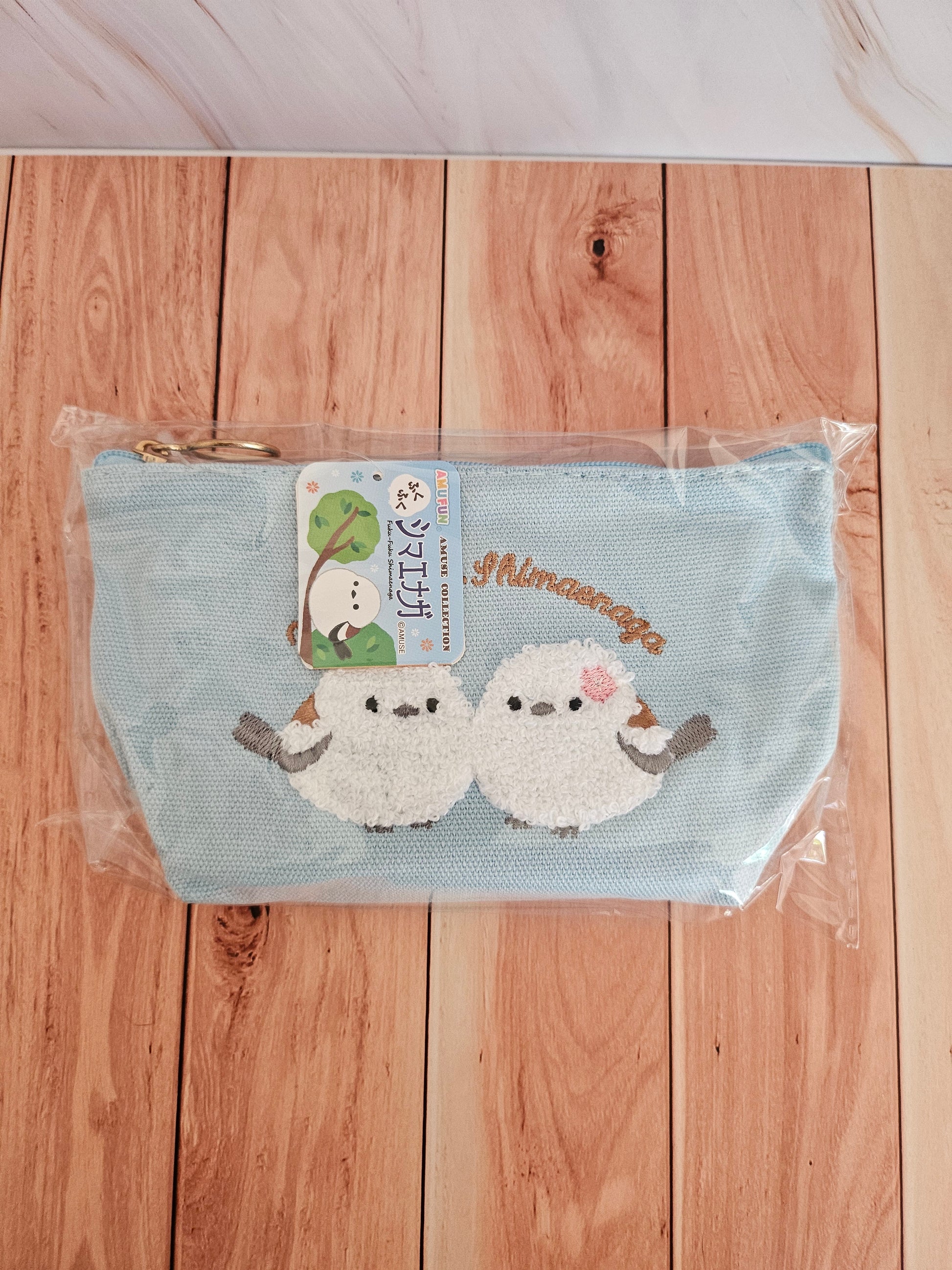 Shima Enaga Small Pouch - Adorable Snow Fairy Embroidered Zip-Pouch